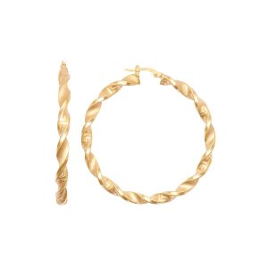 9ct YG 40mm Greek Key Twist Hoop Earrings