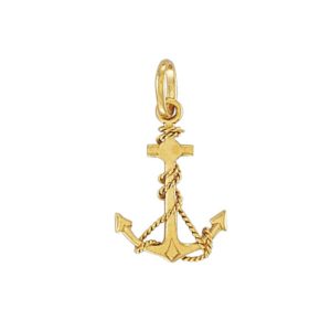9ct YG Anchor Hollow Charm Pendant