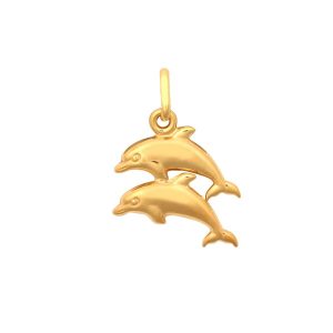 9ct YG Double Dolphin Hollow Charm Pendant