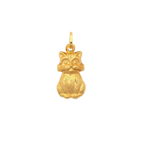 9ct Yellow Gold Cat Hollow Charm Pendant