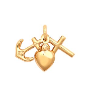 9ct Faith,Hope & Charity Hollow Charm Pendant