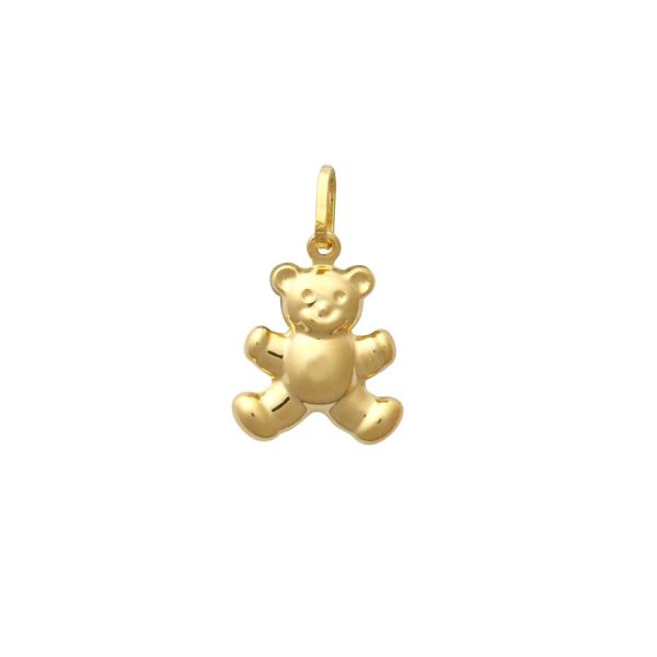9ct YG Teddy Bear Hollow Charm Pendant