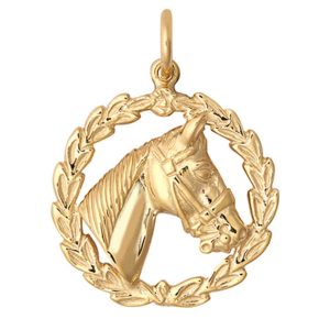 9ct Yellow Gold Horse Head Pendant