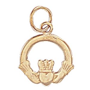 9ct YG Claddagh Heart Charm Pendant