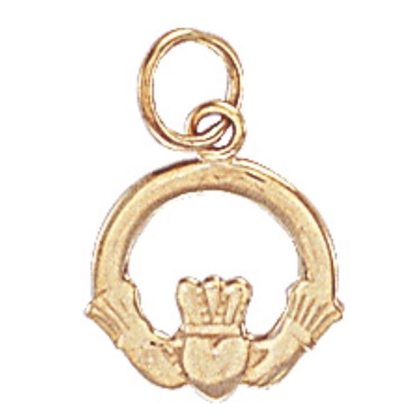 9ct YG Claddagh Heart Charm Pendant