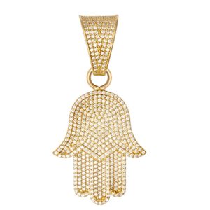 9ct YG Small Cz Hamsa Pendant
