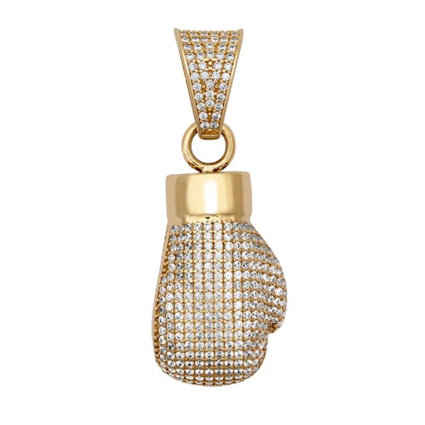 9ct YG Small Cz Boxing Glove Pendant