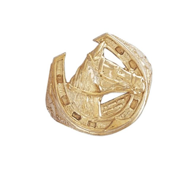 9ct YG Horse Shoe/Horse Head Ring Q