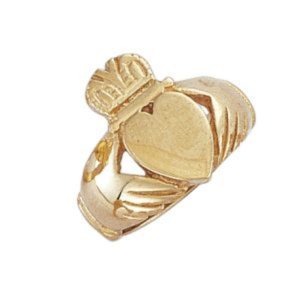 9ct YG Plain Claddagh Ring L