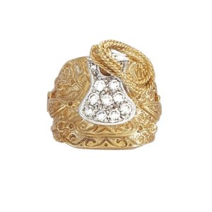 9ct YG Cz Saddle<br> Ring V