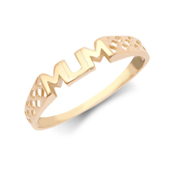 9ct YG Basket Sides Mum Ring