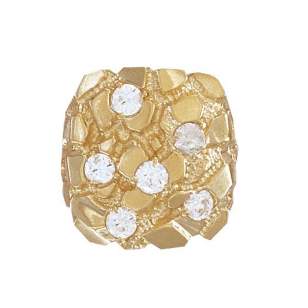 9ct YG Cz Nugget <br> Ring R
