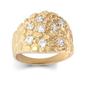 9ct YG Cz Nugget <br>Ring R