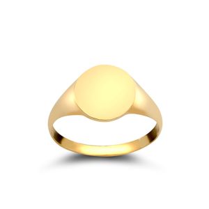 9ct YG Plain Oval Signet Ring L