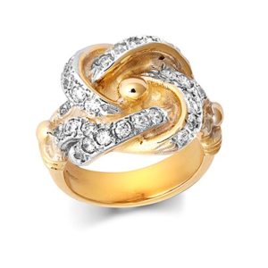 9ct YG Cz Knot <br>Ring V
