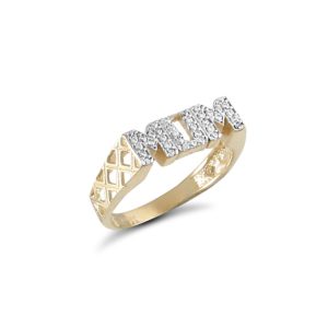 9ct YG Cz Mum <br>Ring S