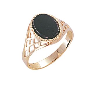 9ct YG Oval Onyx <br>Ring R