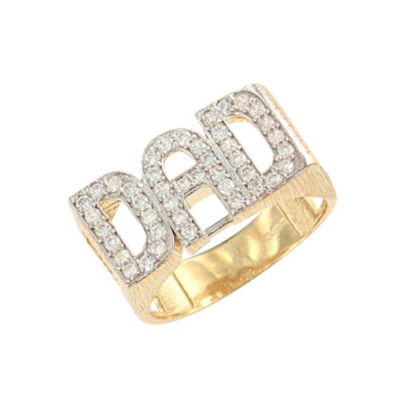 9ct YG Cz Dad <br>Ring X