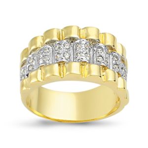 9ct YG Cz Bombay Gents Ring  Z