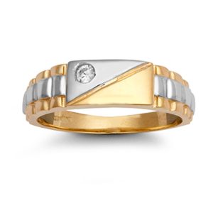 9ct YG Cz Brickwork <br>Sides Ring Z