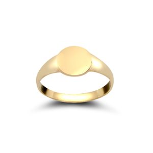 9ct YG Plain 9mm Round Signet Ring  R