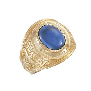 9ct YG Gents College Ring Blue R