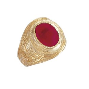 9ct YG Gents College Ring Red X